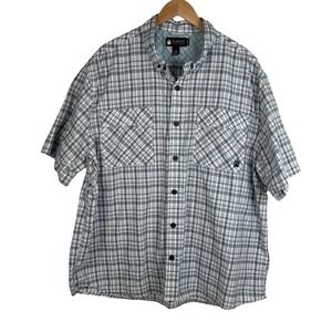 ALASKAN Headgear‎ Button Down Shirt Men's Size 2XL Blue Plaid Short Sleeve